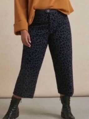 Anthropologie/Maeve Patterned Cropped Wide-Leg Pants - animal print 22W